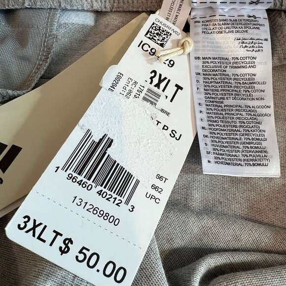 Adidas Mens Mid Rise Big and Tall Jogger Pant, 3x-large Tall, Gray - Picture 7 of 9